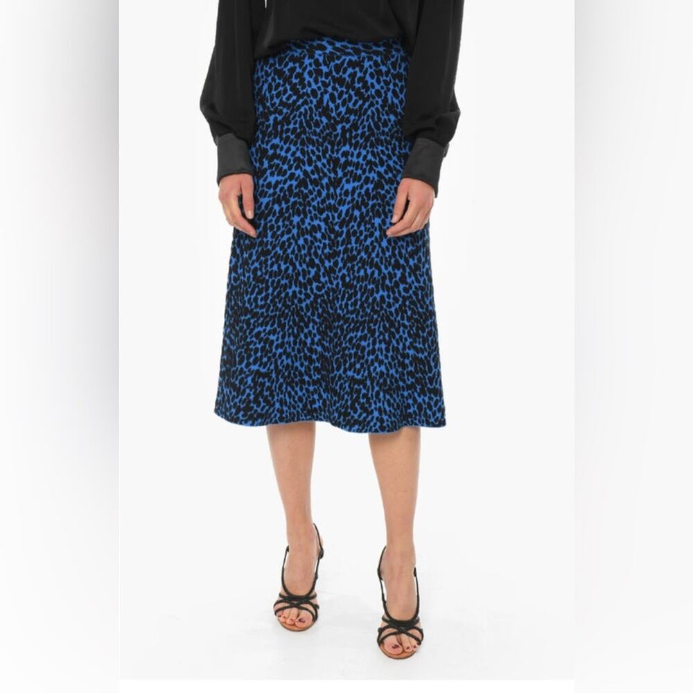 PROENZA SCHOULER WHITE LABEL KNIT FLARED MIDI SKIRT JACQUARD ANIMAL-MOTIF S